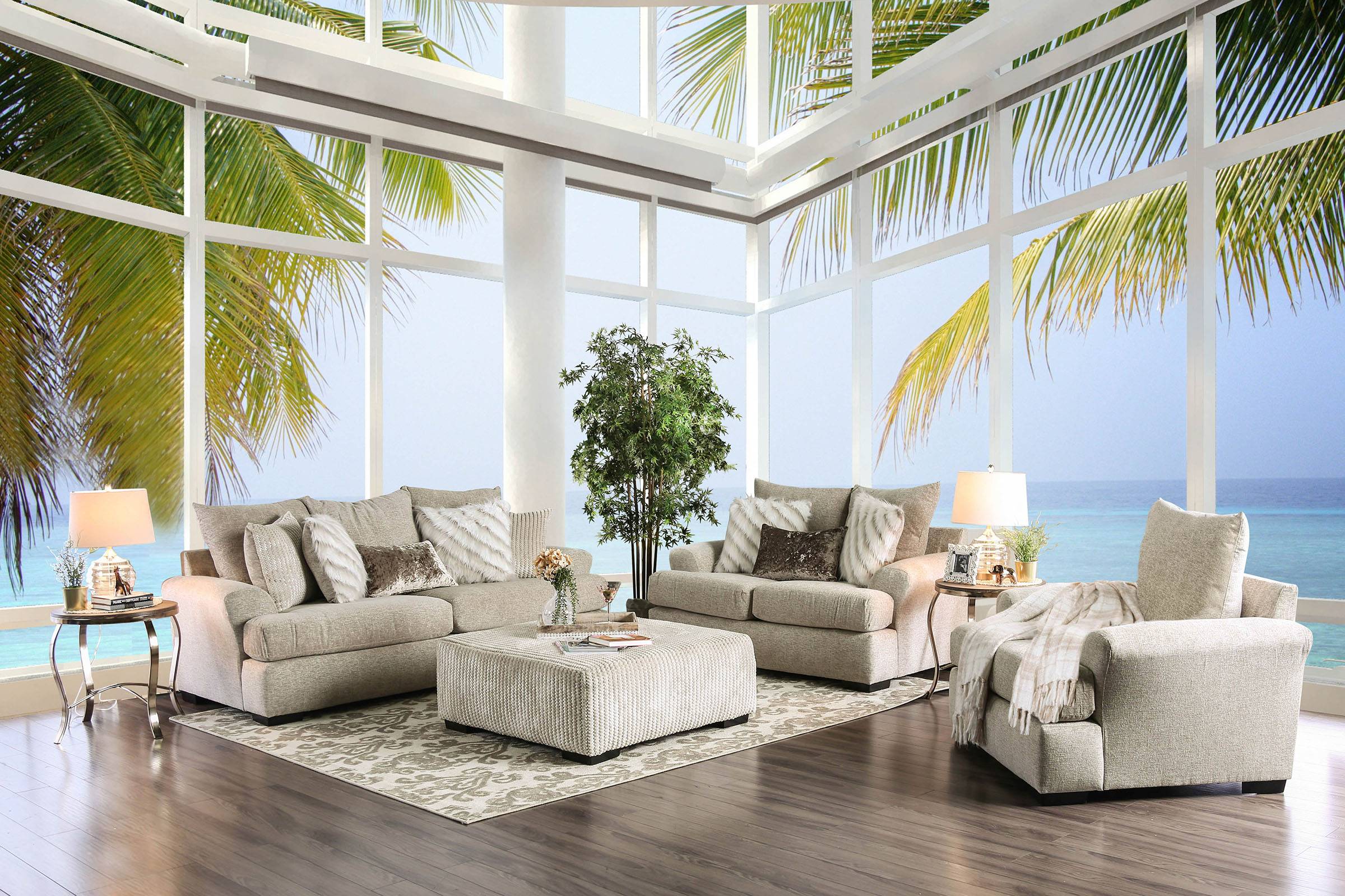 Reina Contemporary Padded Loveseat